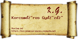 Korcsmáros Győző névjegykártya